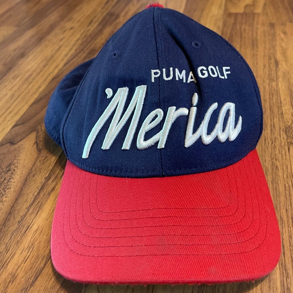 Puma Golf Merica Hat Mens OSFM Patriotic Snapback Cap Blue Red USA State Series